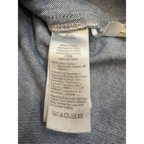 Madewell Denim Puff Sleeve Mini Dress Women’s Sz 12 Blue Jean Square Neck Casual - Picture 6 of 6